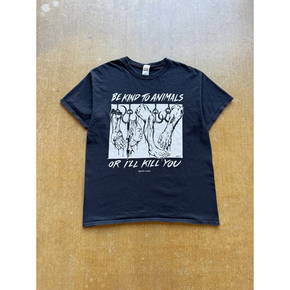 Be Kind To Animals Or I'll Kill You Obscure Punk Grunge Band T-Shirt (L) Y2K